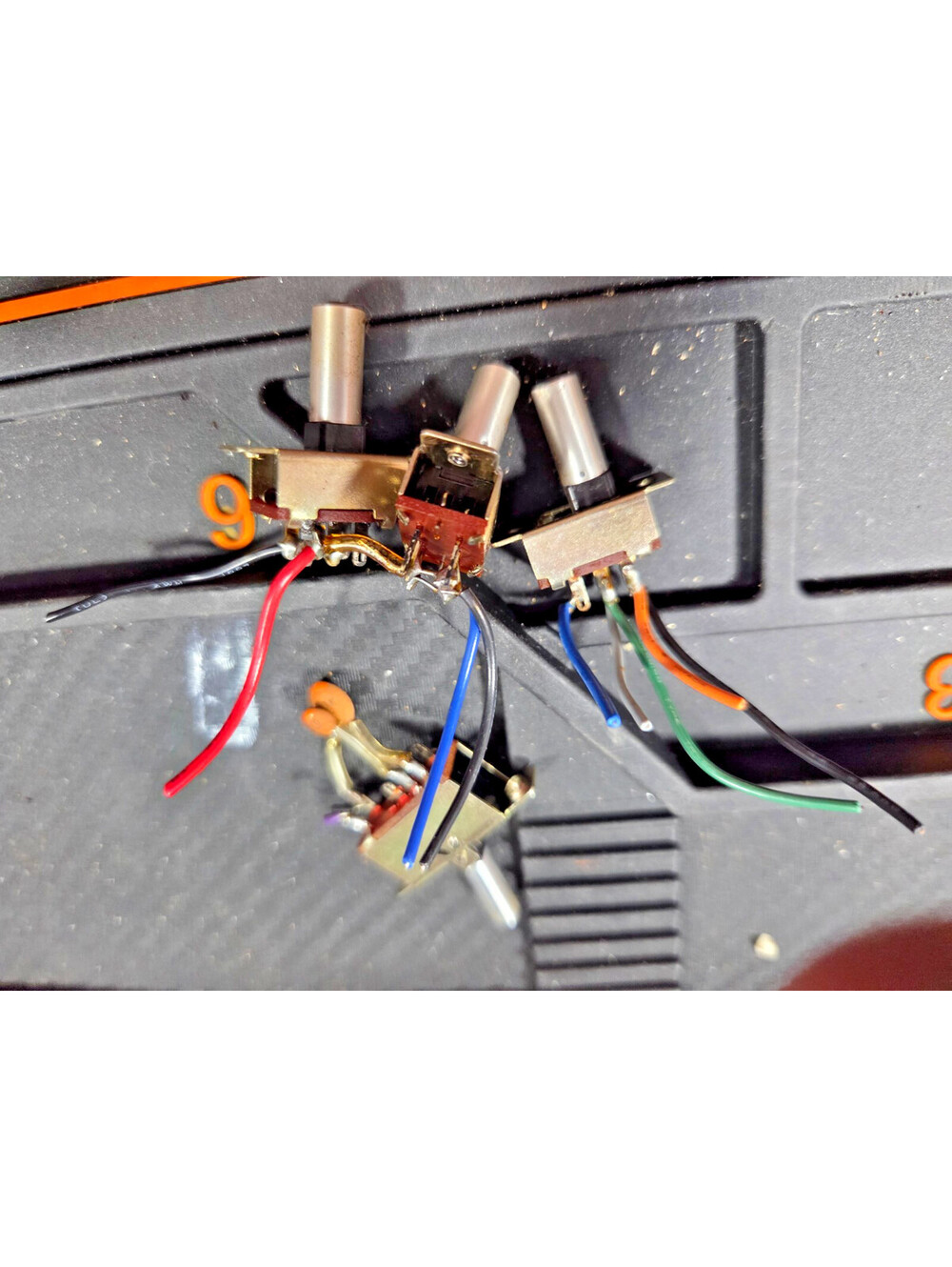 front panel throw switches from a midland 863b base station radio